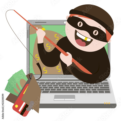 the fraudulent computer , internet thief vector graphics