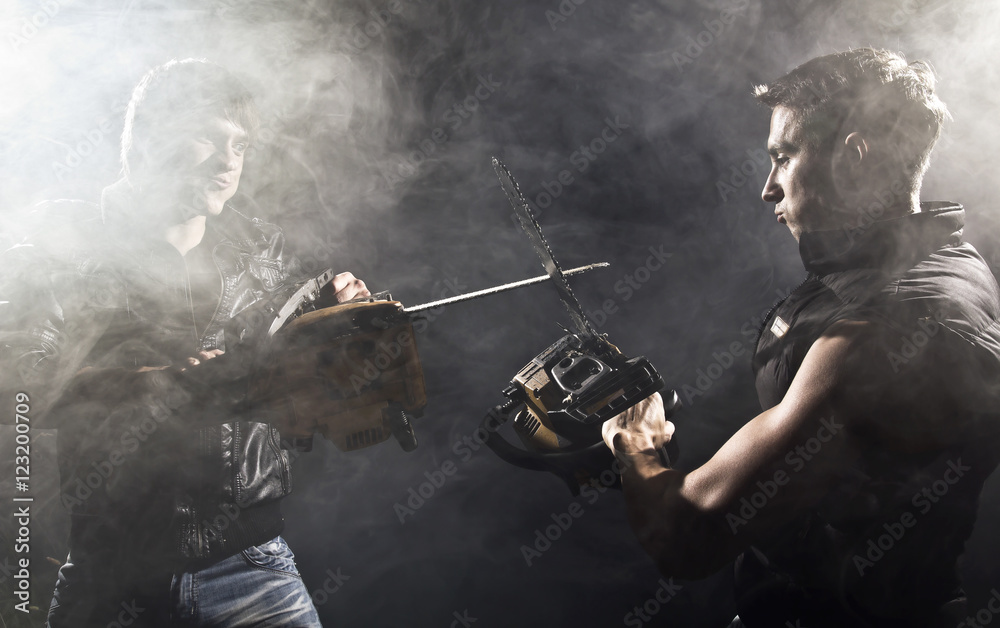 Naklejka premium chainsaw fight