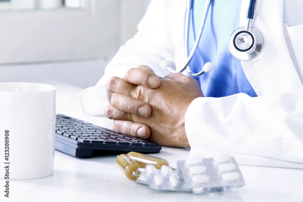 stethoscope in the foreground with doctor stethoscope in the foreground with doctor