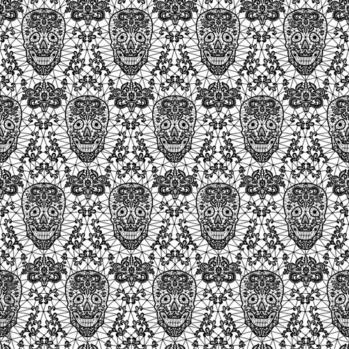 black seamless lace skull