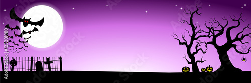 banner with bats against the full moon