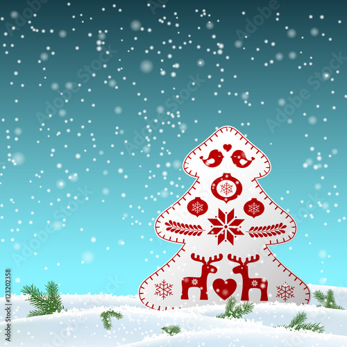 Christmas motive in scandinavian style, illustration