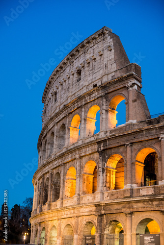 Colosseum of Rome illuminated at night