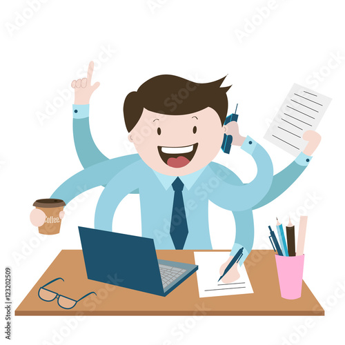 office worker is very busy , the best worker, a lot of work , vector graphics