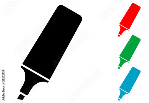 Icono plano marcador fluorescente gris