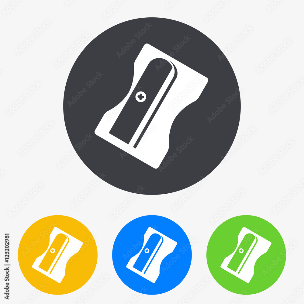 Icono plano sacapuntas en circulo varios colores Icono plano sacapuntas en circulo varios colores