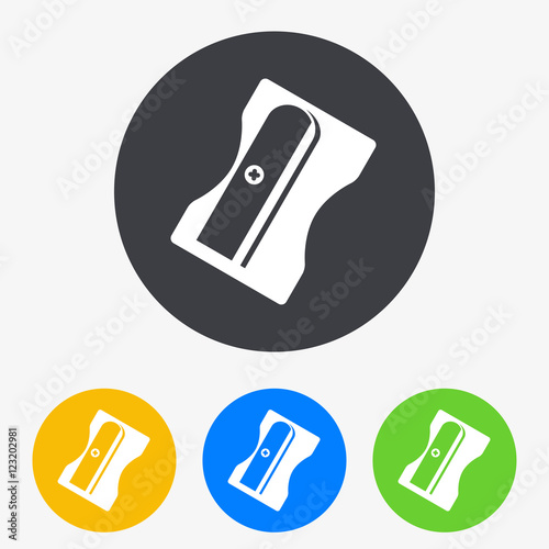  Icono plano sacapuntas en circulo varios colores