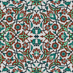 Fotobehang Marokkaanse tegels patronen Oosters bloemenpatroon met paisley ornamenten  © cosveta