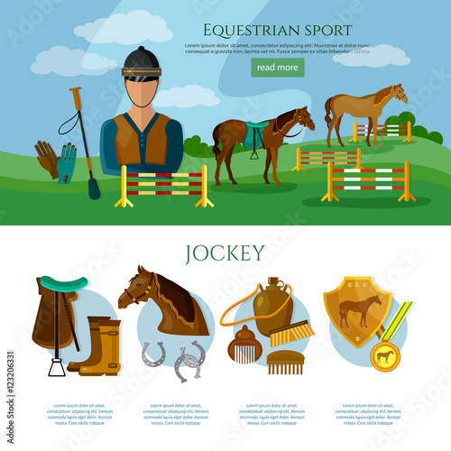 Equestrian sport infographics professional jockey horse riding