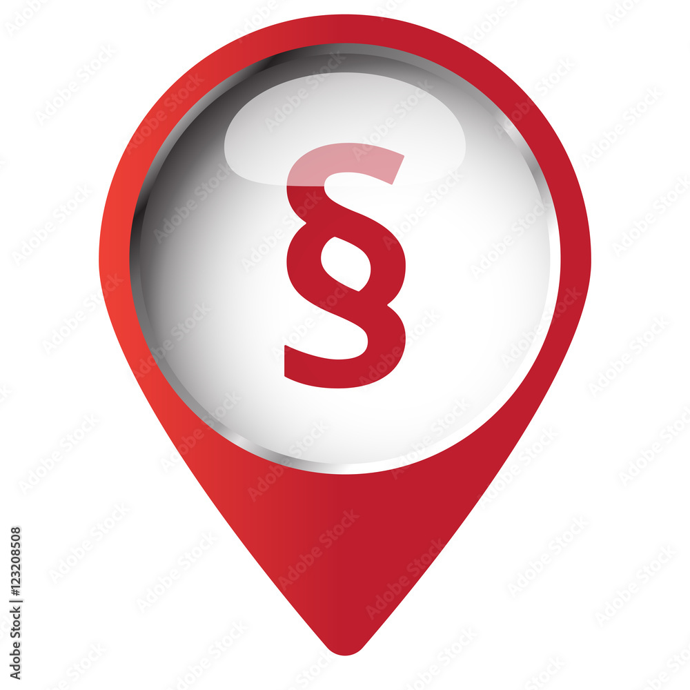 Map pin symbol with Paragraph icon. Red symbol on white backgrou Map pin symbol with Paragraph icon. Red symbol on white backgrou
