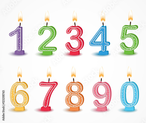 Colorful Birthday candle number 