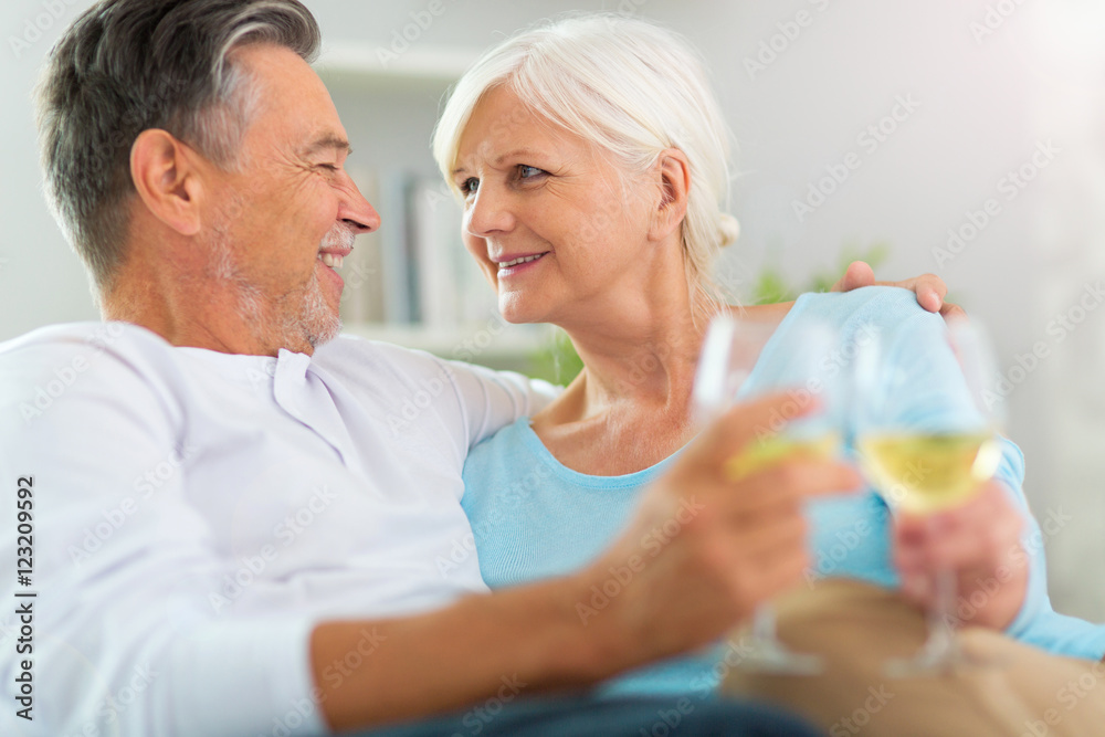 Fototapeta premium Senior couple drinking wine 
