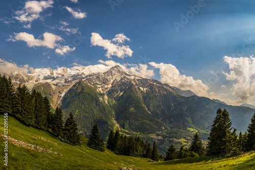 Le massif du Mont-blanc vu depuis le parc Merlet