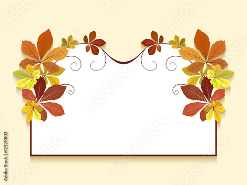 Greeting card with autumn leaves