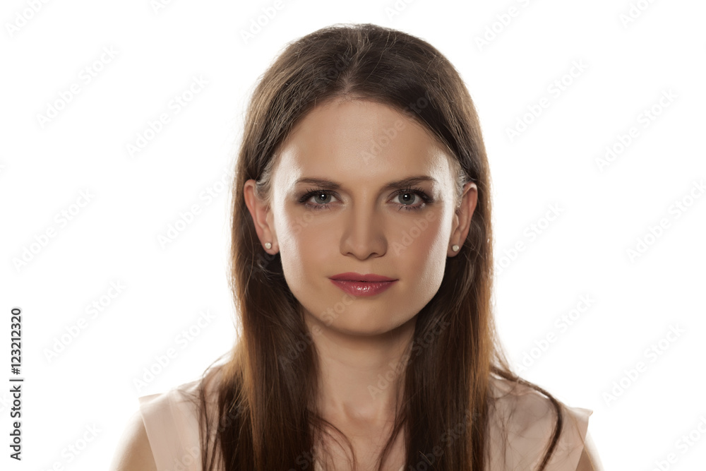 beautiful woman with makeup on a white background beautiful woman with makeup on a white background