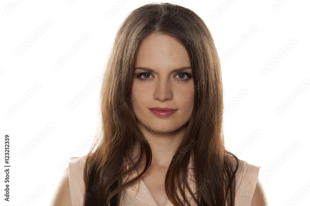 beautiful woman with makeup on a white background beautiful woman with makeup on a white background
