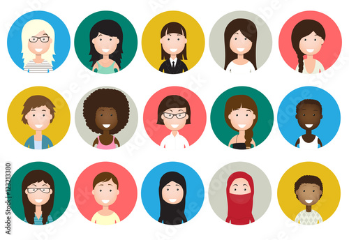 People avatars collection vector woman flat icon