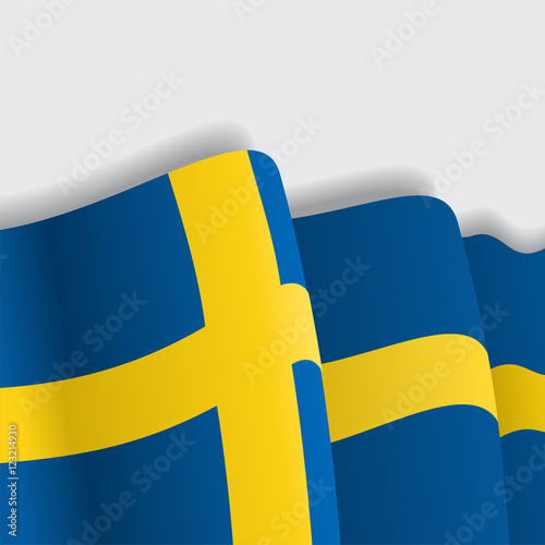 Swedish waving Flag. Vector illustration.