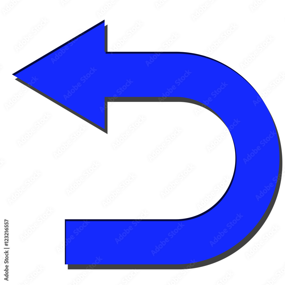 右から左に曲がる矢印のイラスト 青 Stock Illustration Adobe Stock