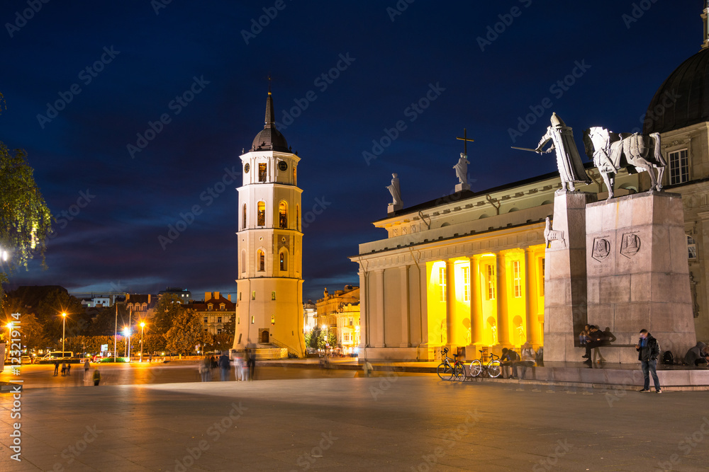 Cathedral of Vilnius, Lithuania at night
