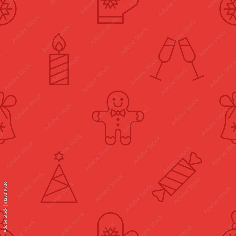 Obraz premium Merry Christmas and Happy New Year vector pattern