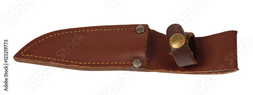 Tablou pe pânză Leather sheath on white background.
