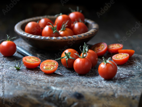 Fresh organic fruit, Lancashire sweet rosso tomatoes photo