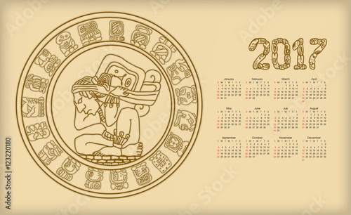 Calendar 2017 with maya symbolics