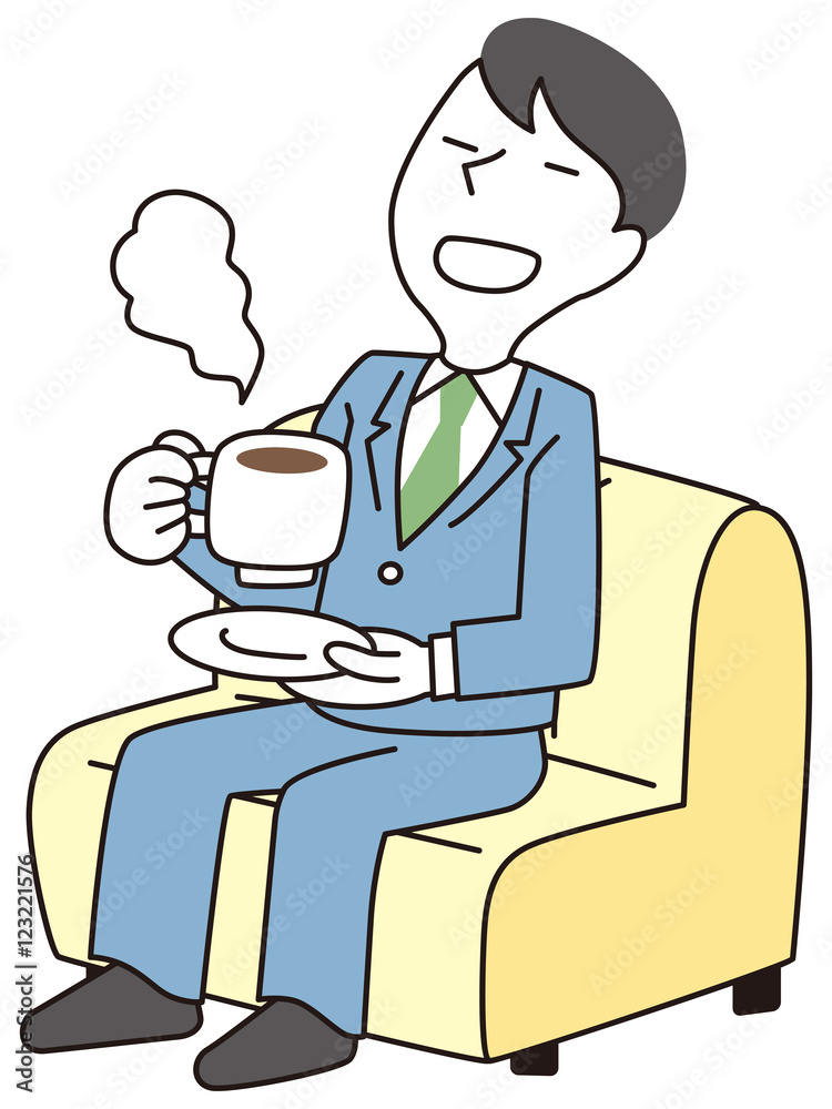 珈琲で一息つくビジネスマン