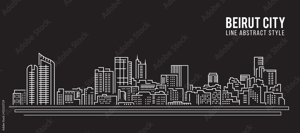 Fototapeta premium Cityscape Budynek Grafika liniowa Projekt ilustracji wektorowych - miasto Bejrut