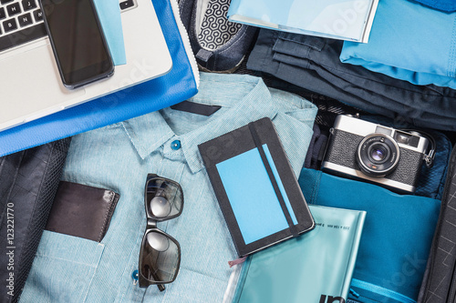 Close up of packed suitcase