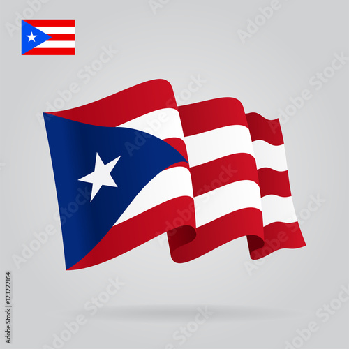 Puerto Rican waving Flag. Vector illustration.