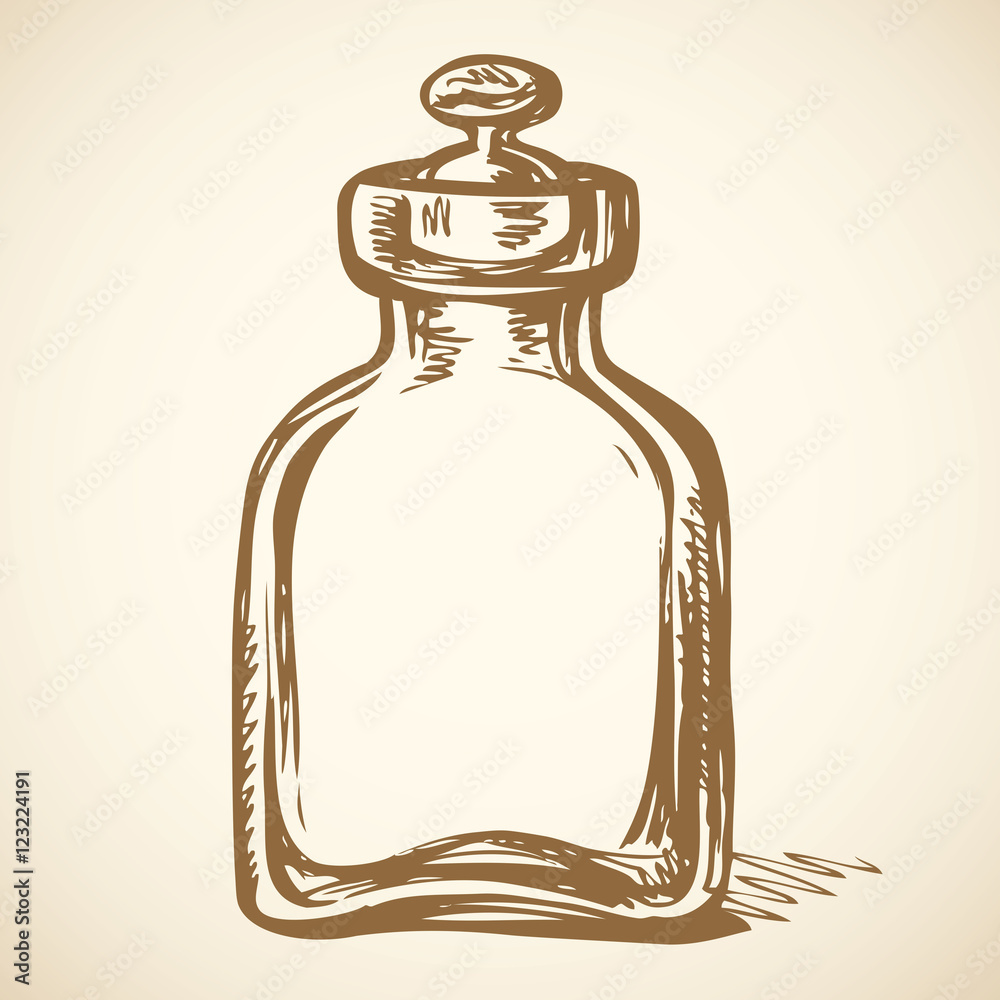 Glass bottles of poison. Vector drawing Glass bottles of poison. Vector drawing