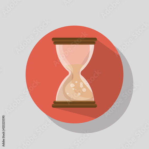 sandclock time device icon over red background. vector illustration