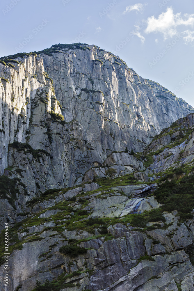 beautiful rocky mountain wall in alps