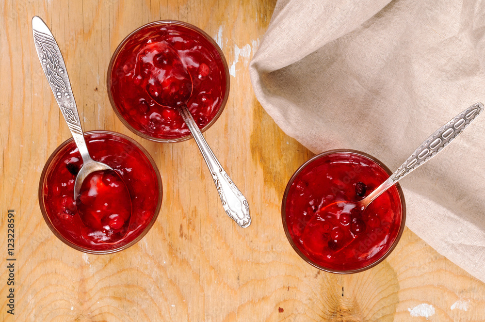 Berry jelly with cranberries and strawberries