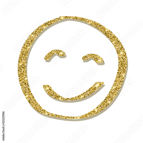 Face with golden glitter smile, icon