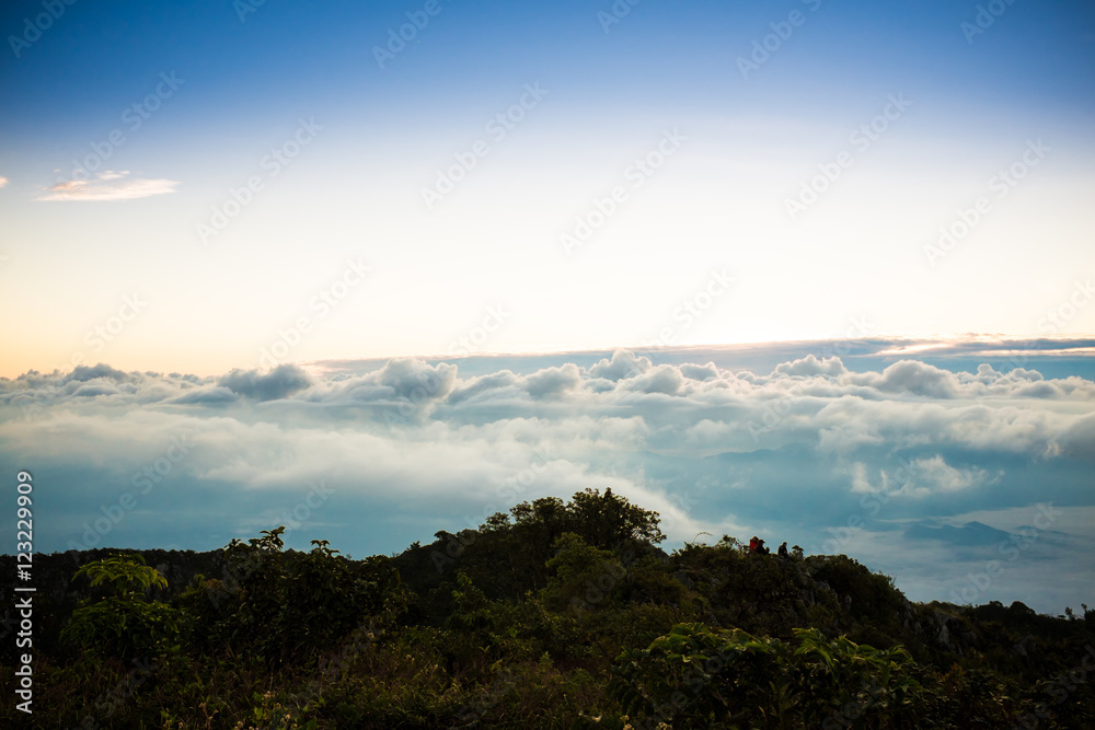 Fototapeta premium Nature landscape view of green peak mountains