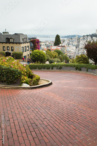 View of Lombard Street in San Francisco, also known as the 'crookedest street' .