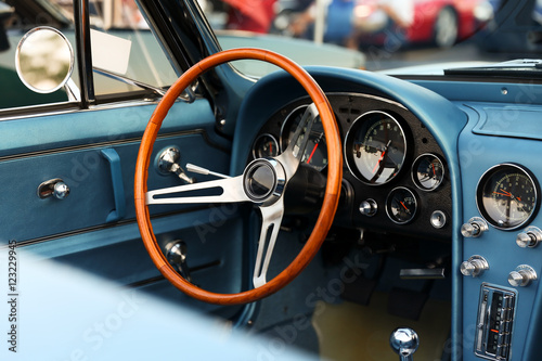 classic retro  vintage blue car © Saklakova