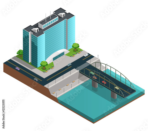 Modern City Isometric Composition