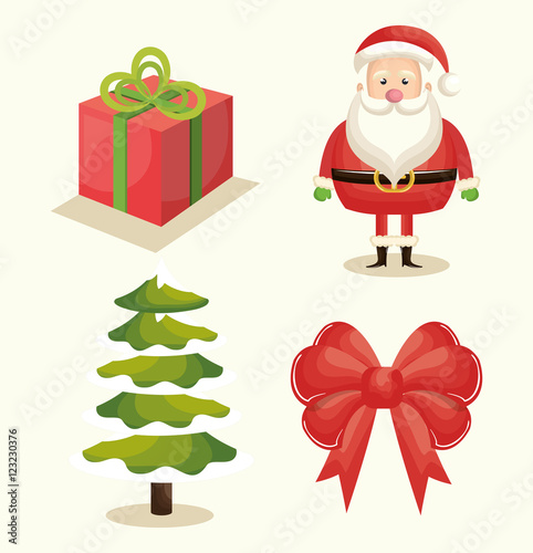 happy merry christmas set icons vector illustration design