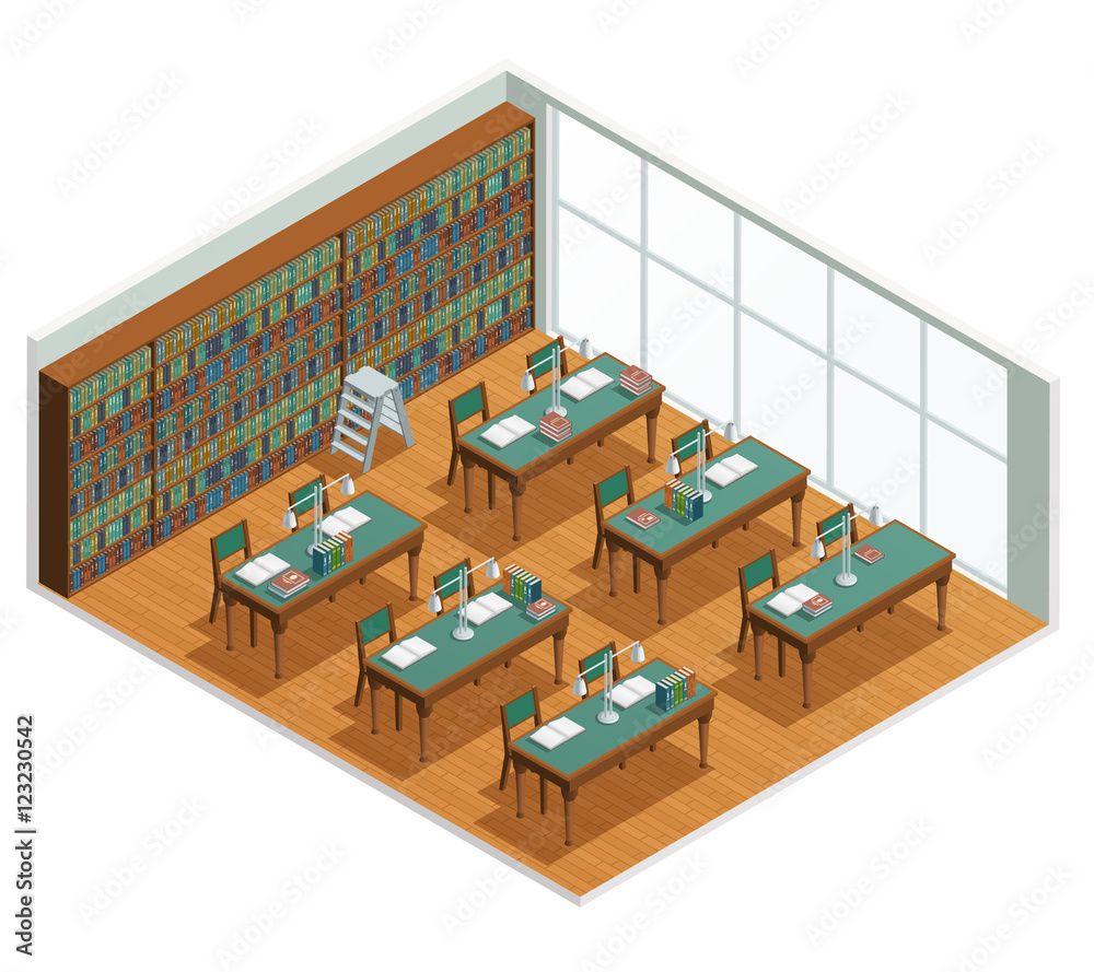 Bookstore Library Isometric Interior Bookstore Library Isometric Interior