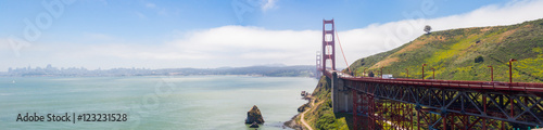 Panorama of Golden Gate Bridge Landmark in San Francisco, USA