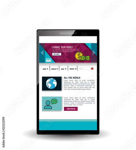 model website at device electronic vector illustration design