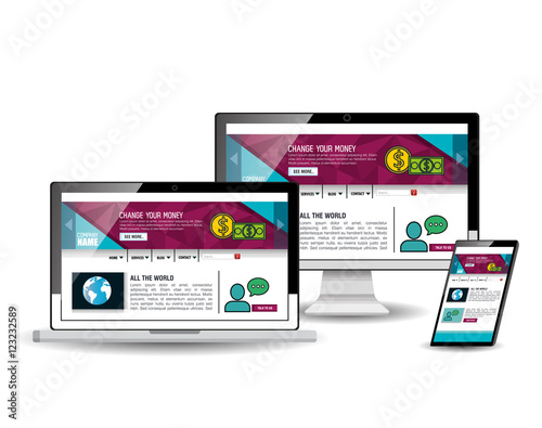 model website at device electronic vector illustration design