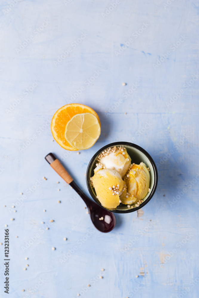 Lemon orange ice cream with popped quinoa Lemon orange ice cream with popped quinoa