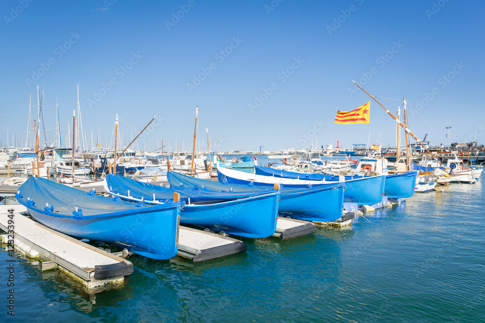 The boats in the port Cambrils, Catalonia, Spain