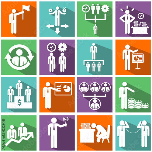 Human resources and management icons set.