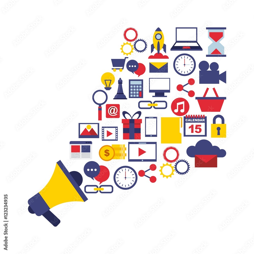 Fototapeta premium digital marketing set line icons vector illustration design